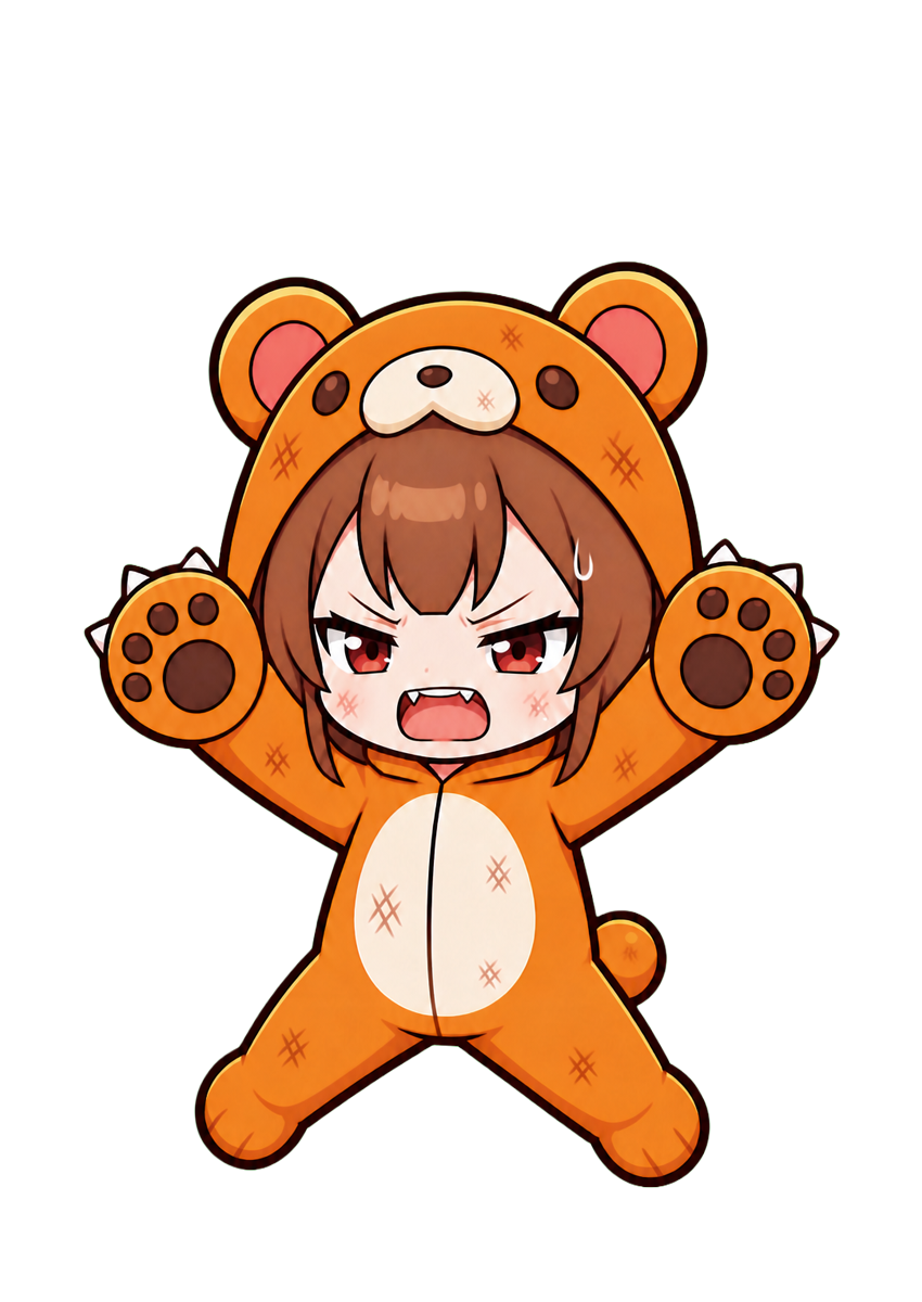 熊・ピンチ左移動・正面