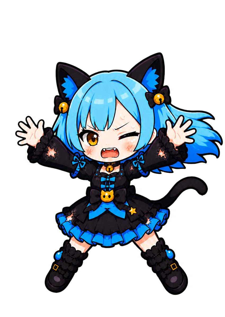 猫・ピンチ左移動・正面